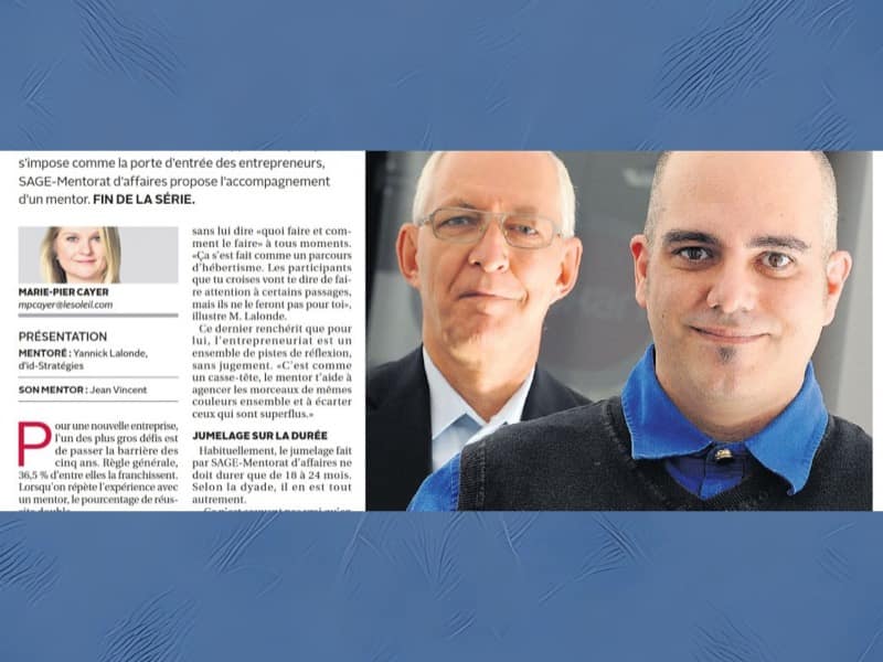 article Yannick Lalonde : mentor et mentoré en discussion, image représentant le concept de mentorat